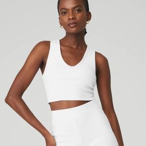 Alo Goddess ribbed white tank medium